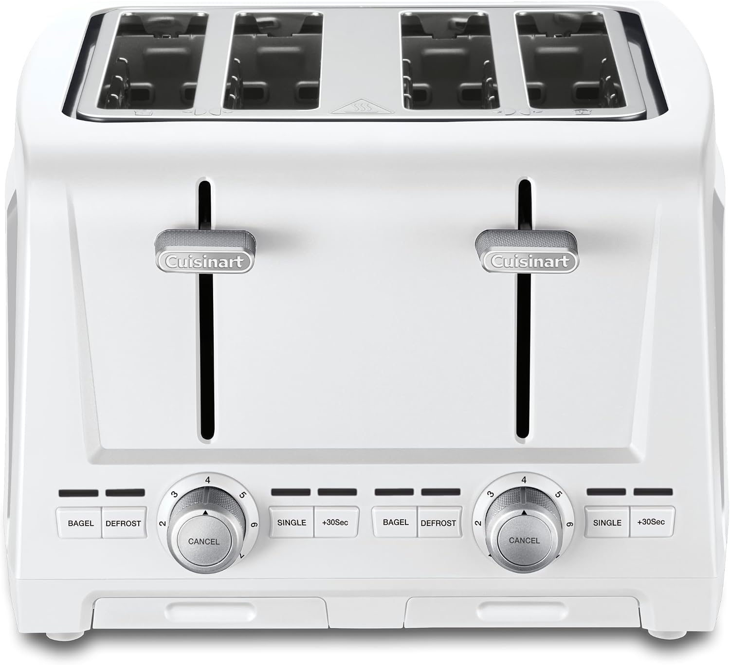 Cuisinart 4-Slice XL Slot Toaster, Extra-Wide Slots, 7 Shade Setting, White | CPT-1400, Extra-wide 4-slice slots, Bagel/Defrost/Cancel functions, High-Lift QuickView lever, Removable crumb tray