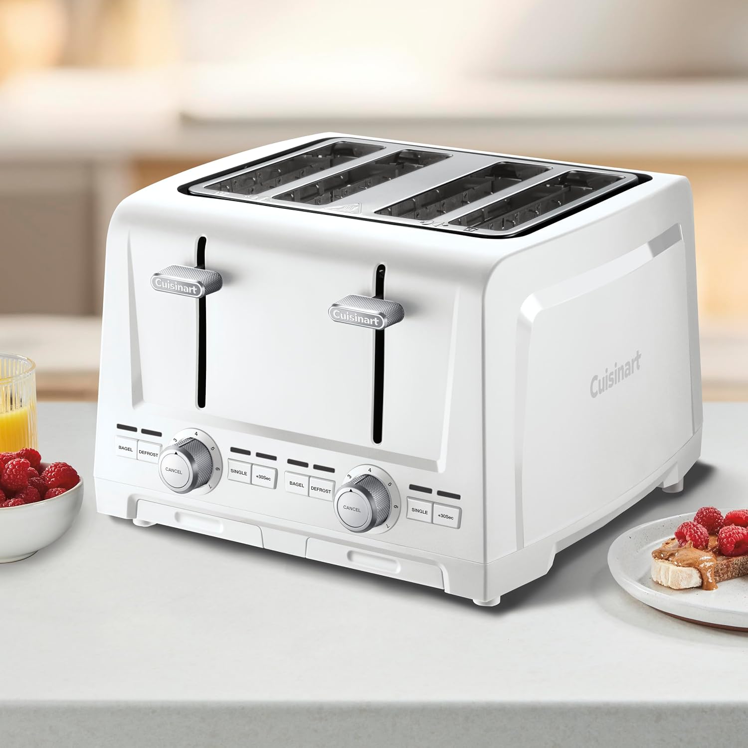 Cuisinart 4-Slice XL Slot Toaster, Extra-Wide Slots, 7 Shade Setting, White | CPT-1400, Extra-wide 4-slice slots, Bagel/Defrost/Cancel functions, High-Lift QuickView lever, Removable crumb tray - Image 3