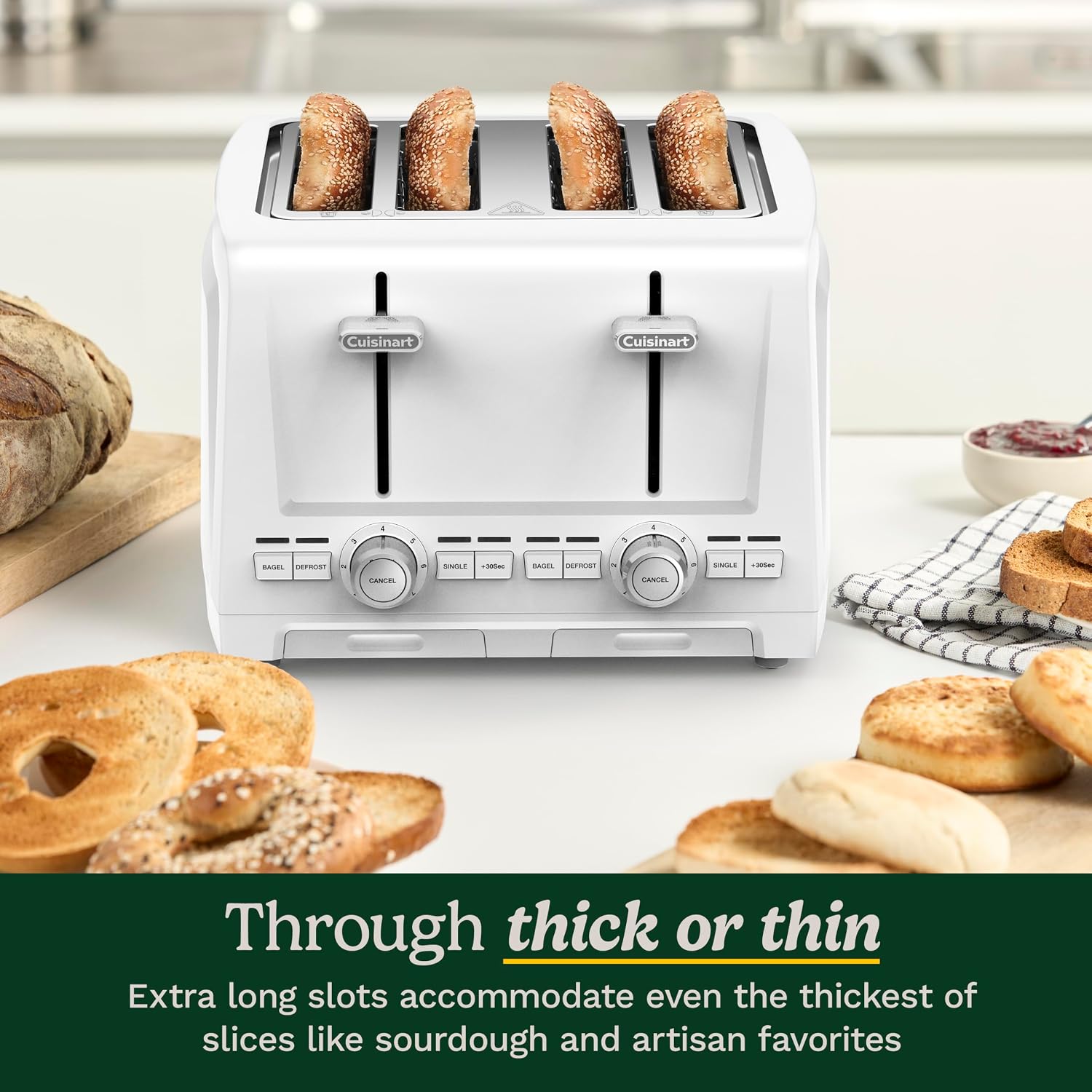 Cuisinart 4-Slice XL Slot Toaster, Extra-Wide Slots, 7 Shade Setting, White | CPT-1400, Extra-wide 4-slice slots, Bagel/Defrost/Cancel functions, High-Lift QuickView lever, Removable crumb tray - Image 9